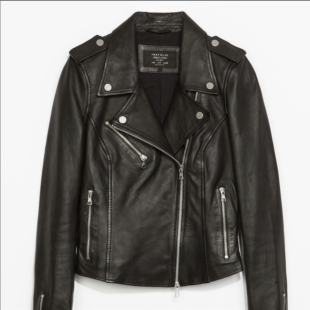 ZARA GENUINE LEATHER BIKER JACKET